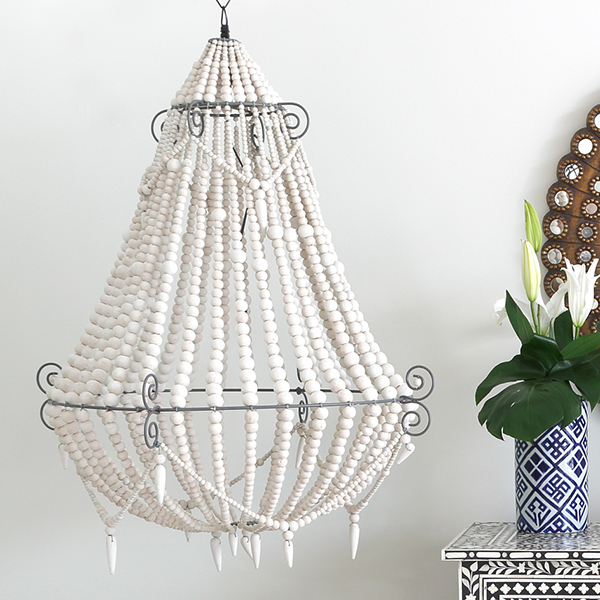 Large Boho White Beaded Chandelier Lighting Australia Afterpay - Beaded Pendant Light